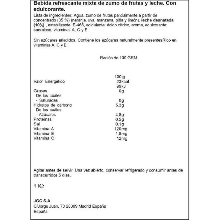 P.FRUTA+LECHE CARIBE ZERO DON SIMON BTLLA 1 LT