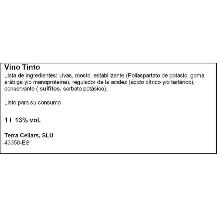 VINO TINTO 13º ELEGIDO BTLLA 1 LT