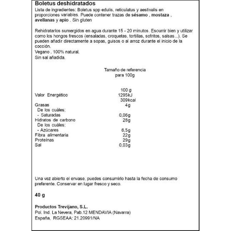 BOLETUS EDULIS TREVIJANO UNIDAD 40 GR