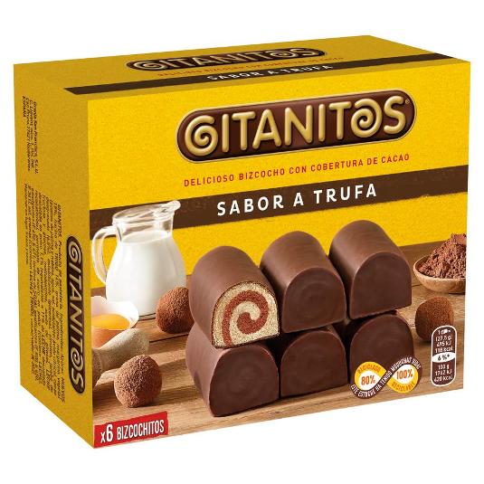 BIZCOCHITOS SABOR TRUFA PACK 6 GITANITOS CAJA 165 GR