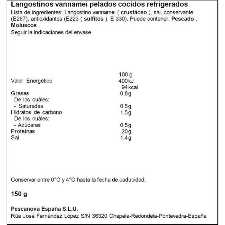 LANGOSTINOS COCIDOS PESCANOVA BDJA 150 GR