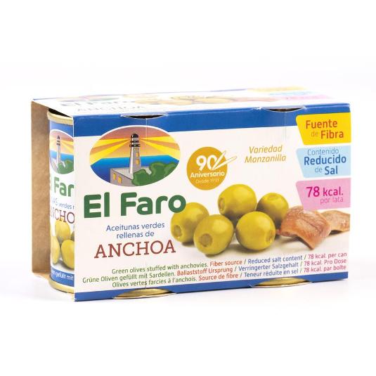 ACEITUNA RELL.ANCHOA PACK 2X50G EL FARO PACK 100 GR