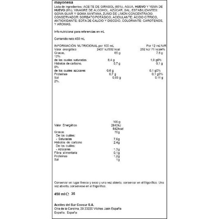 MAYONESA SPAR FRASCO 450 ML