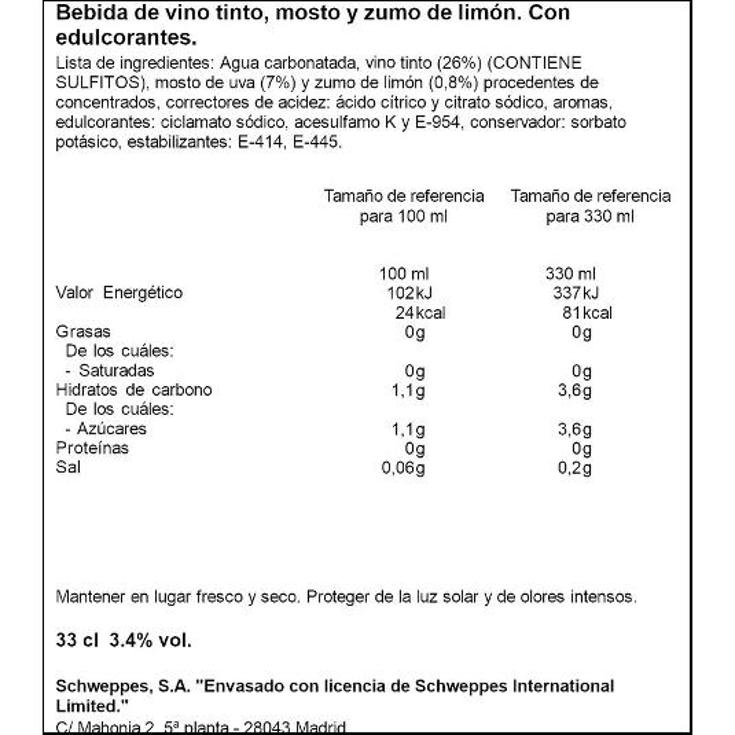 TINTO DE VERANO LIMON 3,9º LA CASERA LATA 33 CL