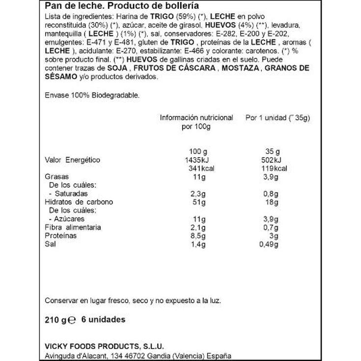 PAN DE LECHE 6 UDS DULCESOL PQTE 210 GR