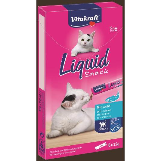 ALIM.GATO SNACK LIQ.SALMÓN P6 VITAKRAFT BOLSA 90 GR