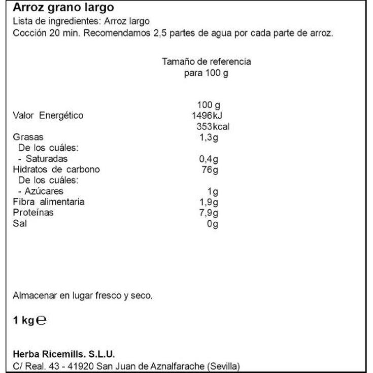 ARROZ GRANO LARGO BRILLANTE PQTE 1 KG