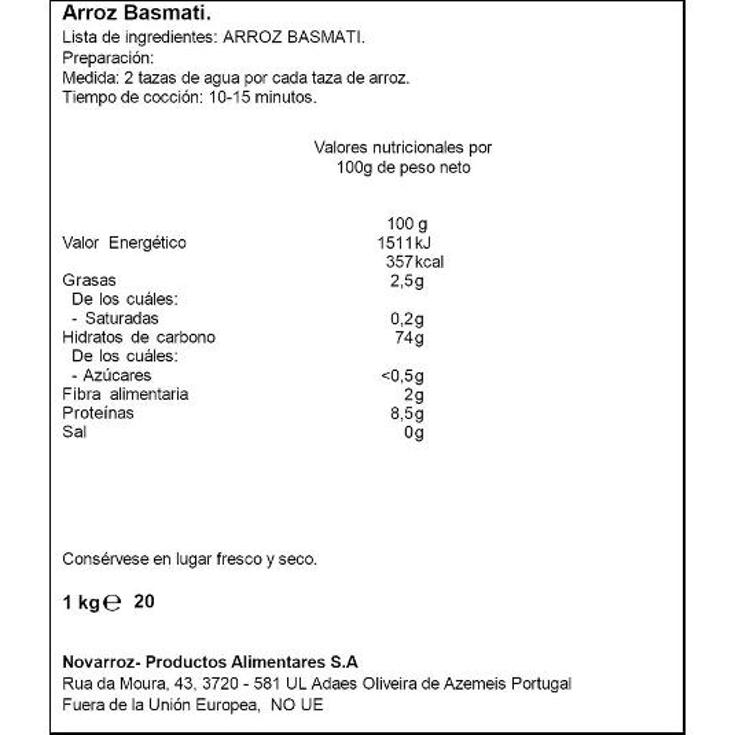 ARROZ BASMATI 1 KG SPAR BOLSA 1 KG