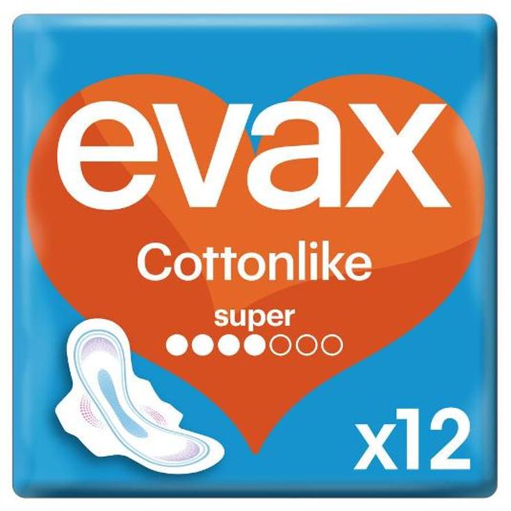 COMPRESAS COTTONLK.ALAS SUPER EVAX PQTE 12 UD