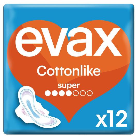 COMPRESAS COTTONLK.ALAS SUPER EVAX PQTE 12 UD