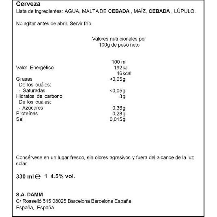 CERVEZA 4,5º SPAR LATA 33 CL