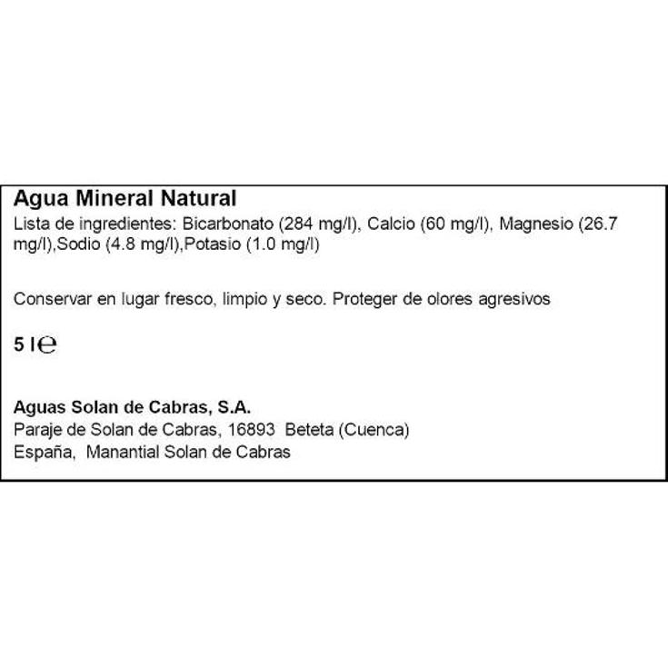 AGUA MINERAL SOLAN CABRAS GRRFA 5 LT