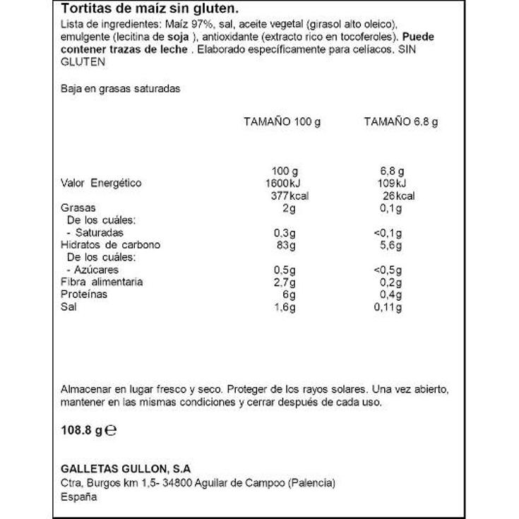 TORTITAS MAIZ VITALDAY PQTE 108 GR