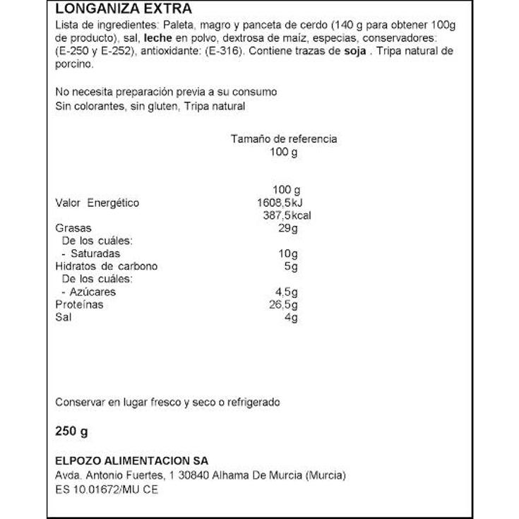 LONGANIZA IMPERIAL CLASICA 1954 ELPOZO PIEZA 230 GR