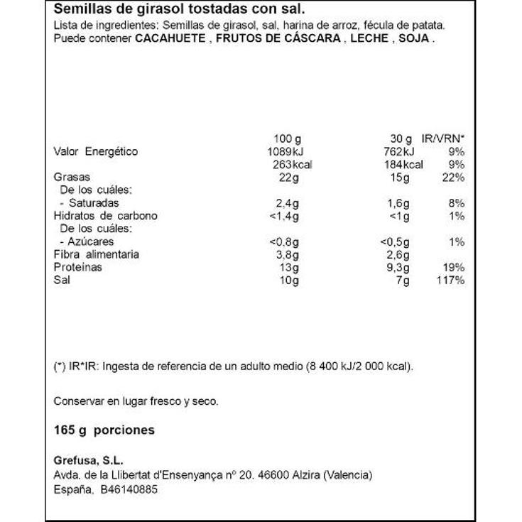 PIPAS G SAL GREFUSA BOLSA 165 GR