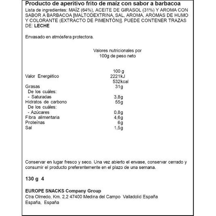 FRITOS DE MAIZ BARBACOA SPAR BOLSA 130 GR