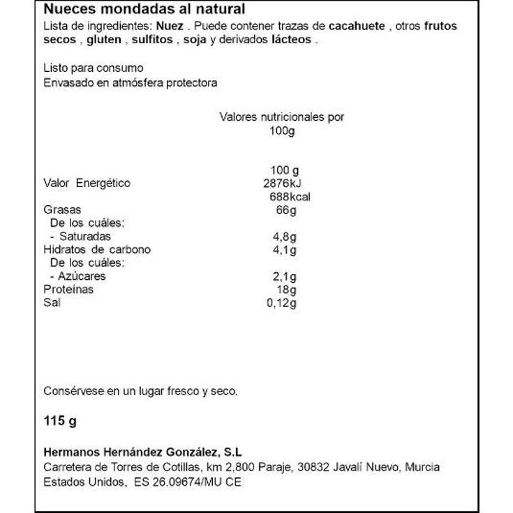 NUECES EN GRANO HERNANDEZ BOLSA 115 GR