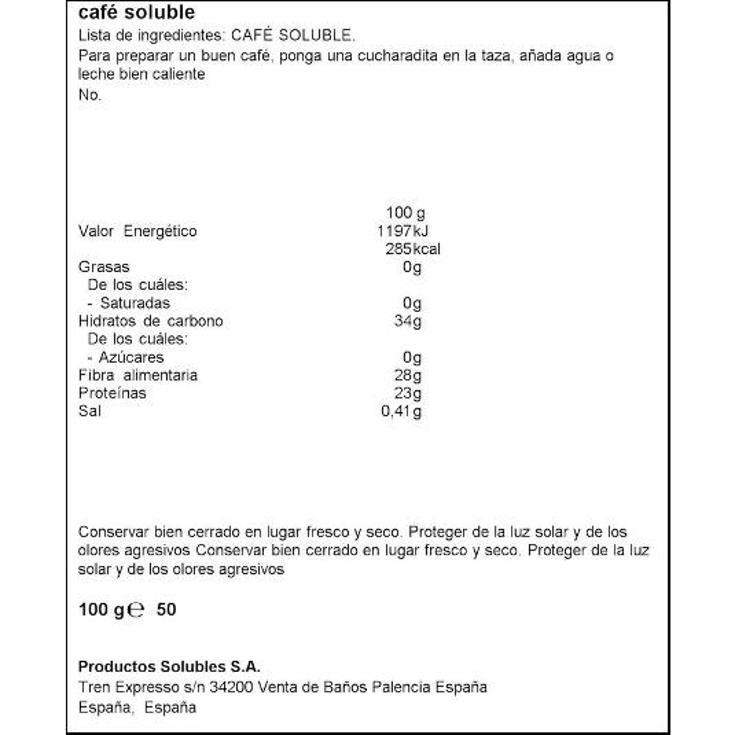 CAFE SOLUBLE NATURAL SPAR FRASCO 100 GR