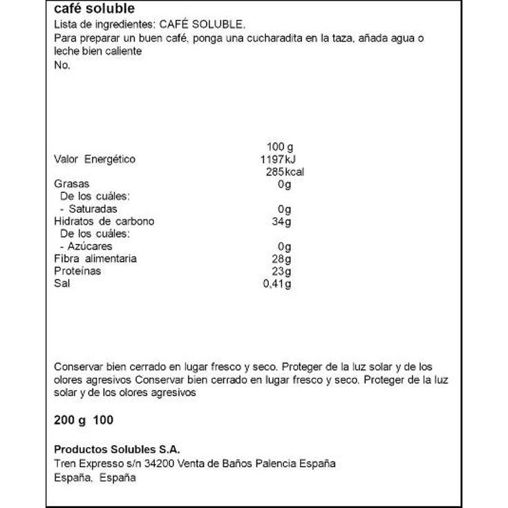 CAFE SOLUBLE NATURAL SPAR PET 200 GR