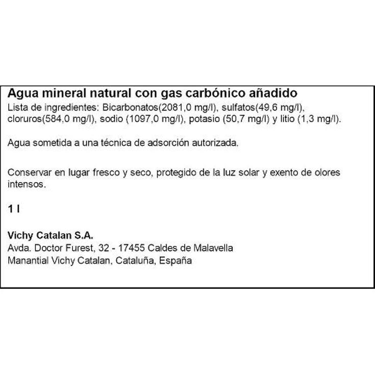 AGUA MINERAL C/GAS VICHY CATALAN BTLLA 1 LT