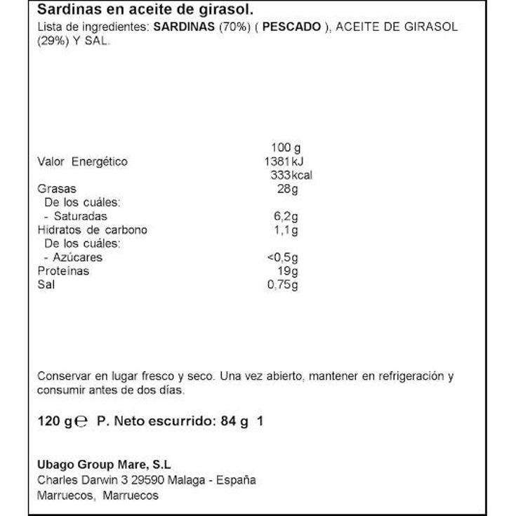 SARDINAS ACEITE GIRASOL SPAR LATA 88 GR