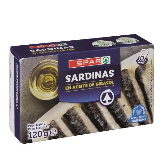 SARDINAS ACEITE GIRASOL SPAR LATA 88 GR