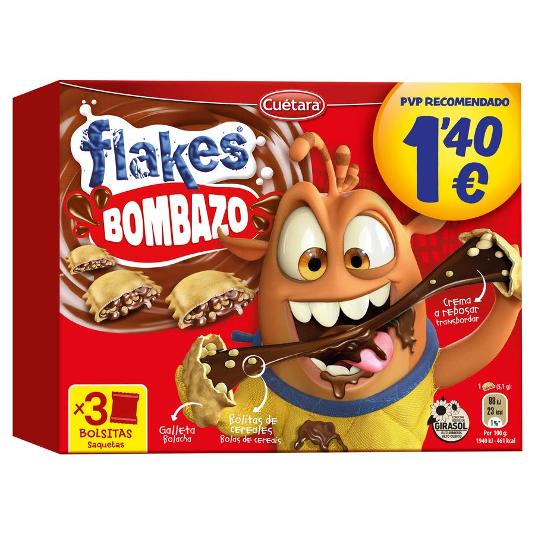 GALLETAS FLAKES BOMBAZO CUETARA PQTE 105 GR