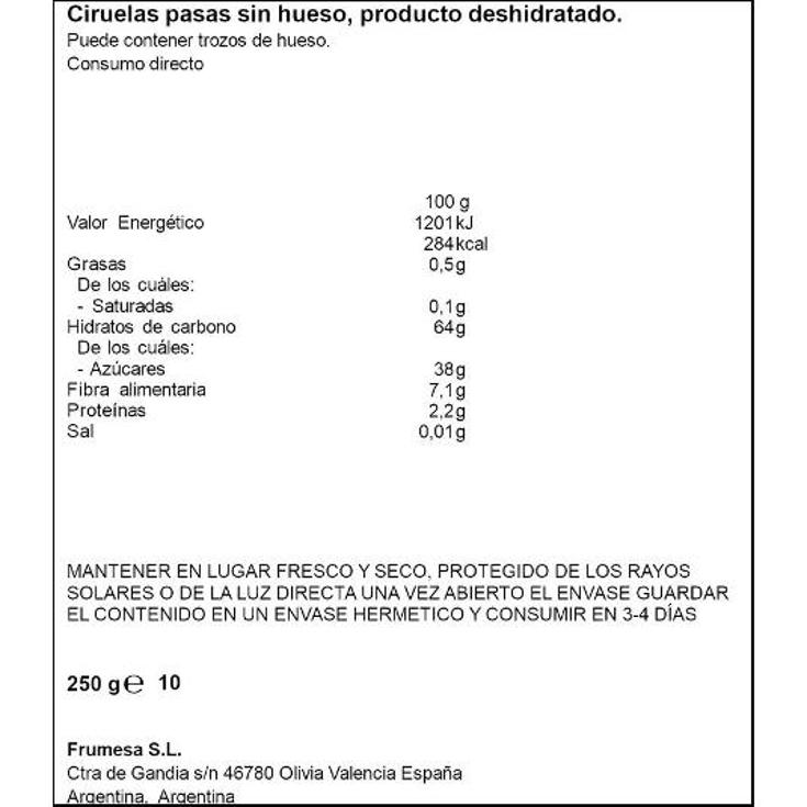 CIRUELAS SIN HUESO SPAR TRRNA 250 GR