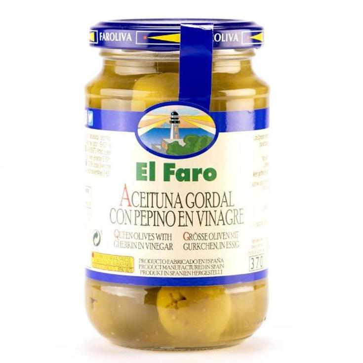 ACEITUNA GORDAL C/PEPINILLO EL FARO FRASCO 150 GR