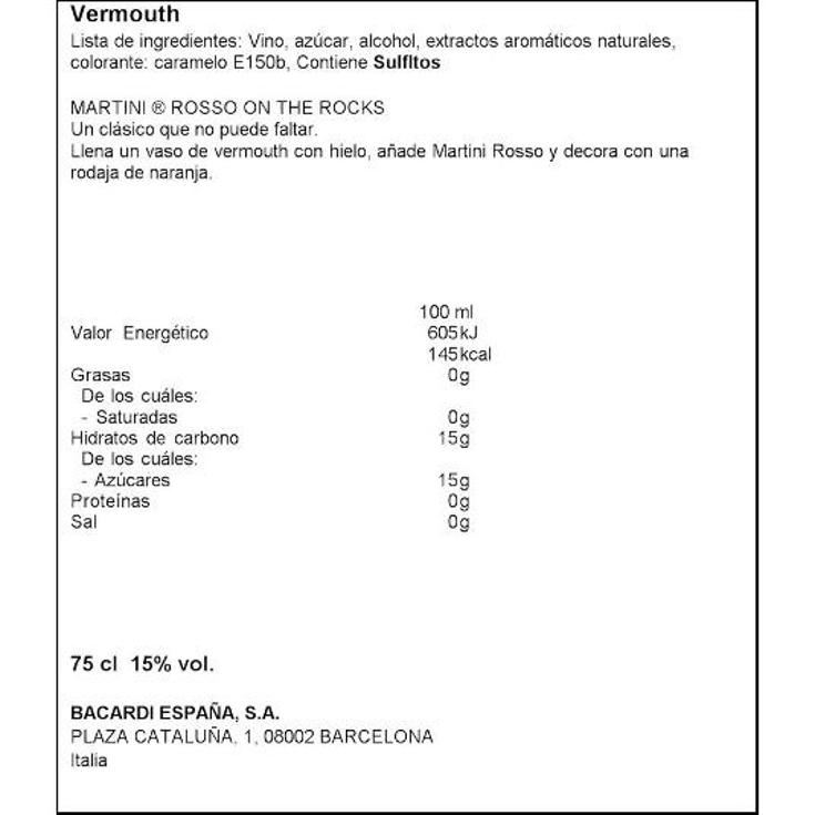 VERMOUTH ROJO 15º MARTINI BTLLA 75 CL