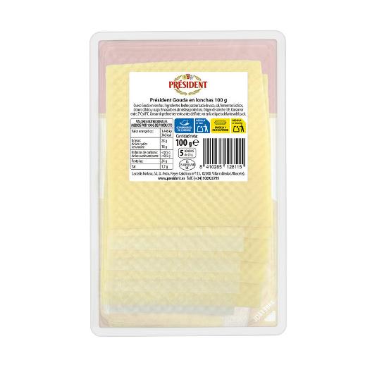QUESO LONCHAS GOUDA PRESIDENT PQTE 100 GR