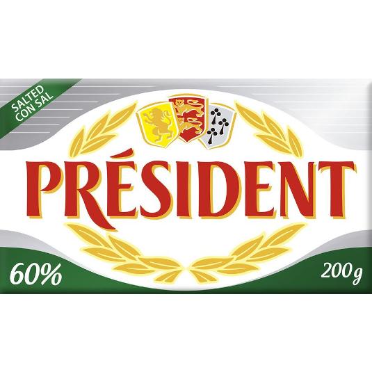 MANTEQUILLA SALADA 60% PASTILLA PRESIDENT UNIDAD 200 GR