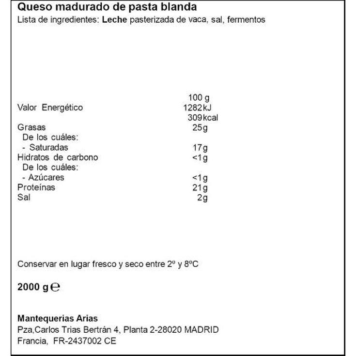 QUESO CHAUMES NATURAL ARIAS