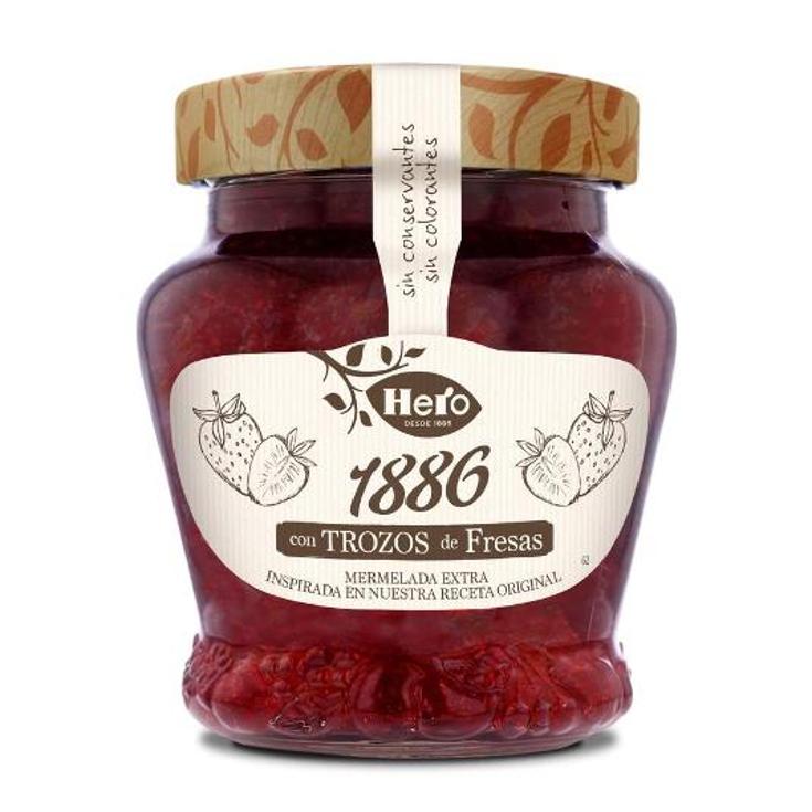 MERMELADA TROZOS FRESA 1886 HERO FRASCO 320 GR