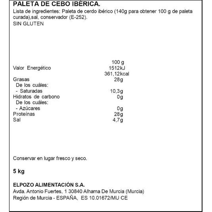 PALETA IBERICA CEBO (ORO) 4-5K LEGADO IBER. PIEZA UD