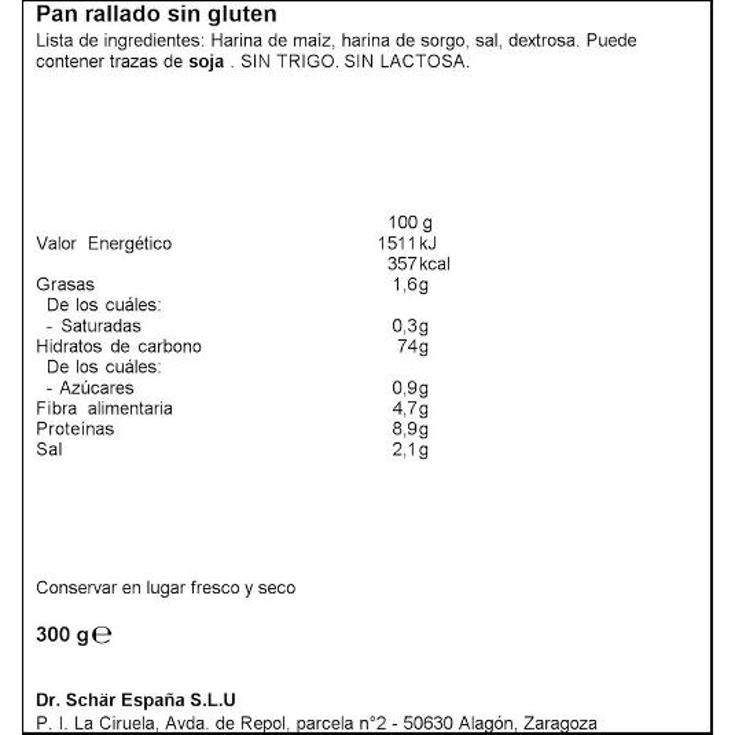 PAN RALLADO GRATI SIN GLUTEN SCHÄR PQTE 300 GR