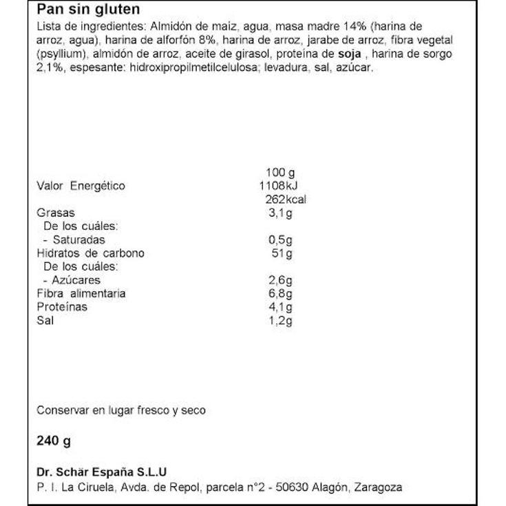 PAN PAYES SIN GLUTEN SCHÄR PQTE 240 GR