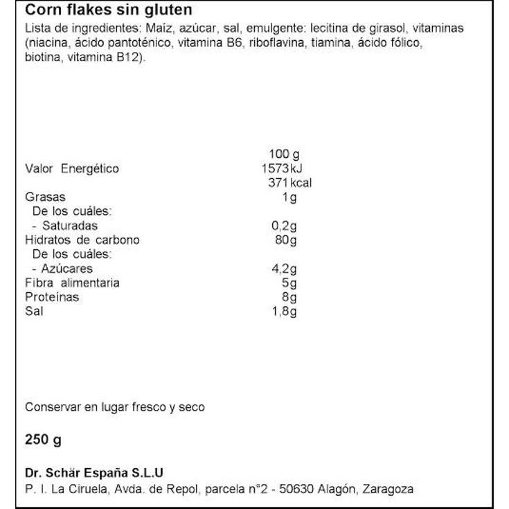 CEREALES CORN FLAKES SIN GLUTEN SCHÄR PQTE 250 GR