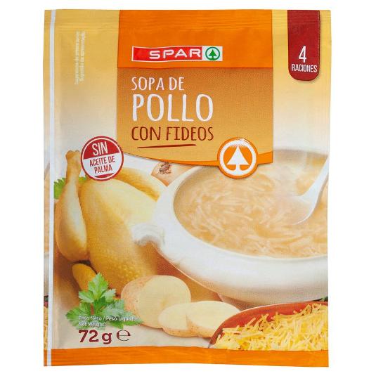 SOPA DE POLLO CON FIDEOS SPAR SOBRE 72 GR