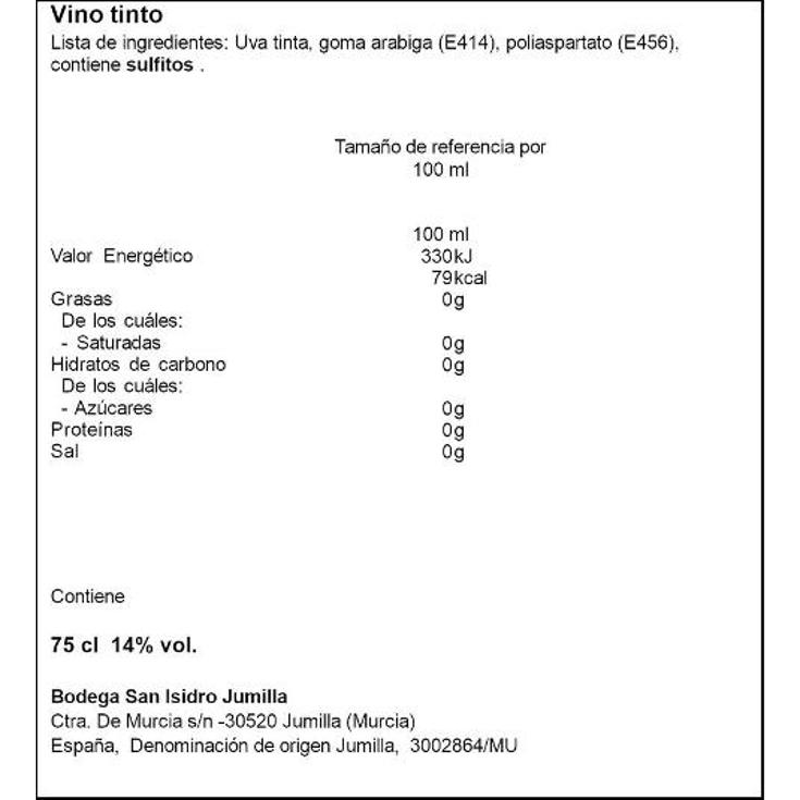VINO TINTO JUMILLA MONAST. 13º SABATACHA BTLLA 75 CL