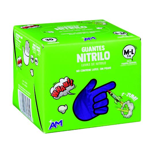 GUANTE DESECHABLE NITRILO T M/L AM CAJA 30 UD