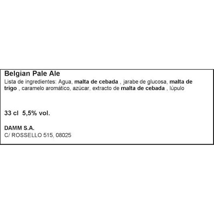 CERVEZA BELGA PALE ALE 5,5º GRIMBERGEN BTLLA 33 CL