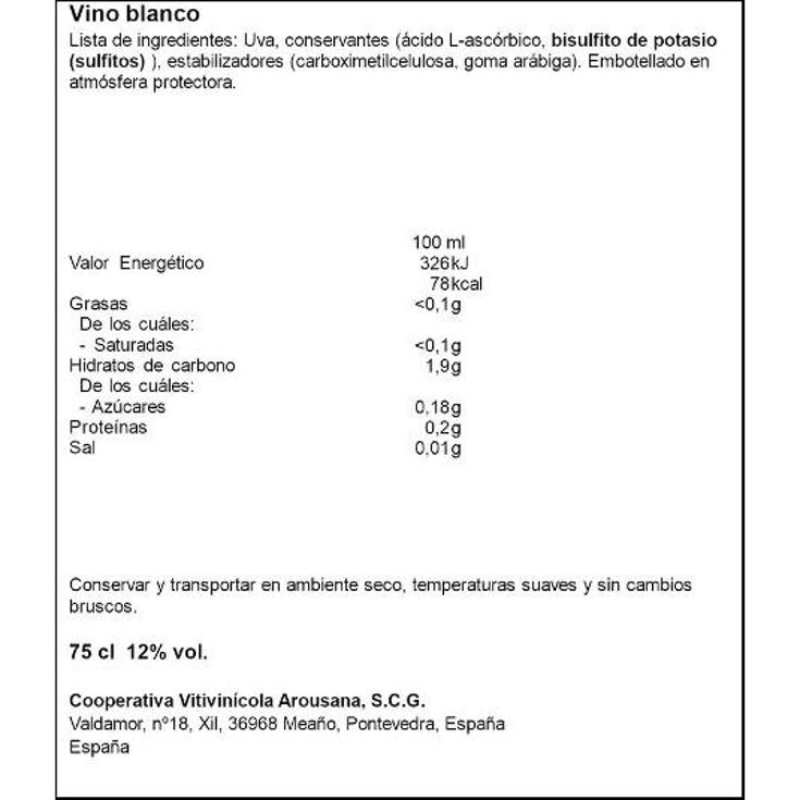 VINO BLANCO RIAS BAIXAS 13º LOLO BTLLA 75 CL
