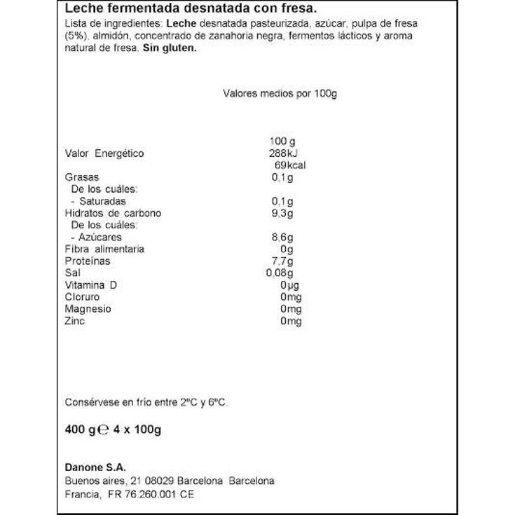SKYR FRESA X4 DANONE PACK 400 GR