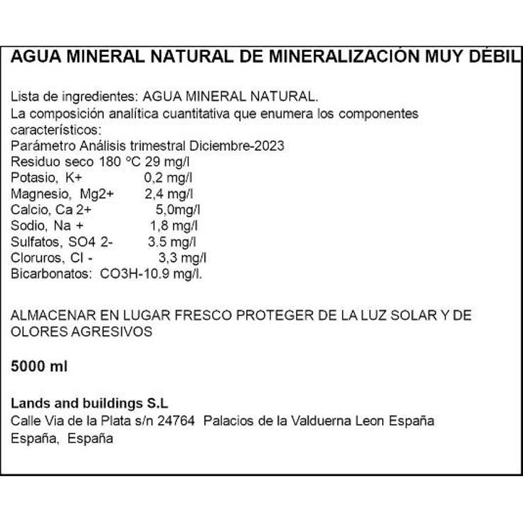 AGUA DE MIN.MUY DEBIL 5L PET SPAR GRRFA 5 LT
