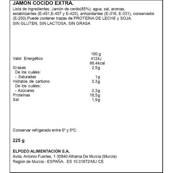 JAMON COCIDO EXTRA ELPOZO PACK 200 GR