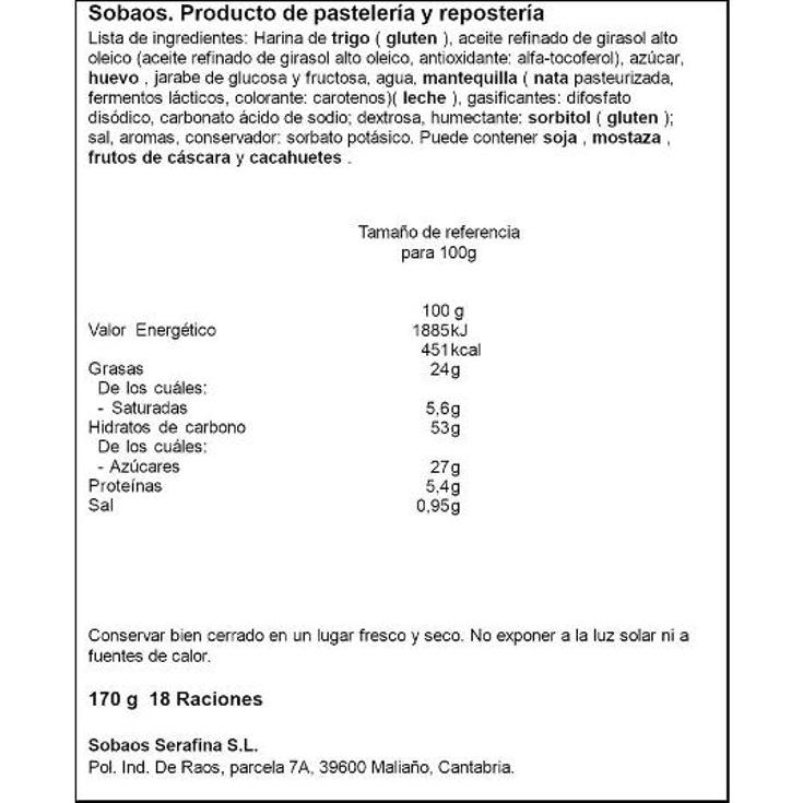 SOBAOS PEQUEÑOS 9 UDS SERAFINA PQTE 170 GR
