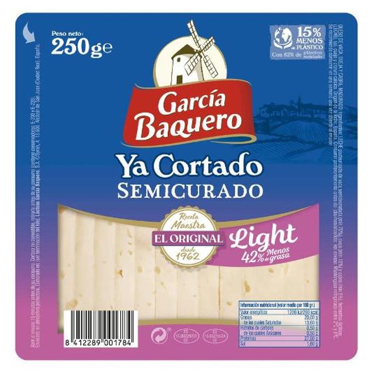 QUESO SEMIC.LIGHT YA CORTADO G.BAQUERO PACK 250 GR