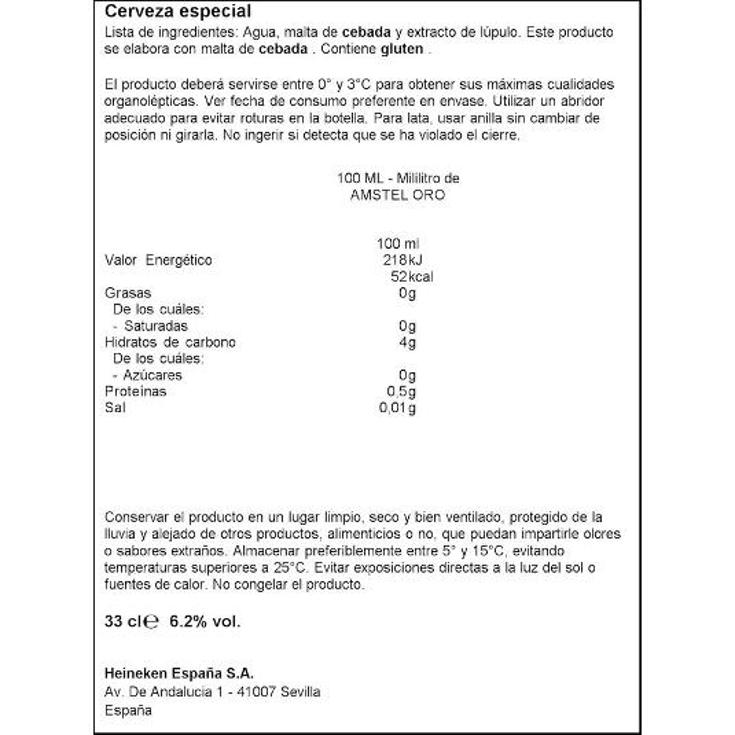 CERVEZA ORO 6,2º AMSTEL LATA 33 CL