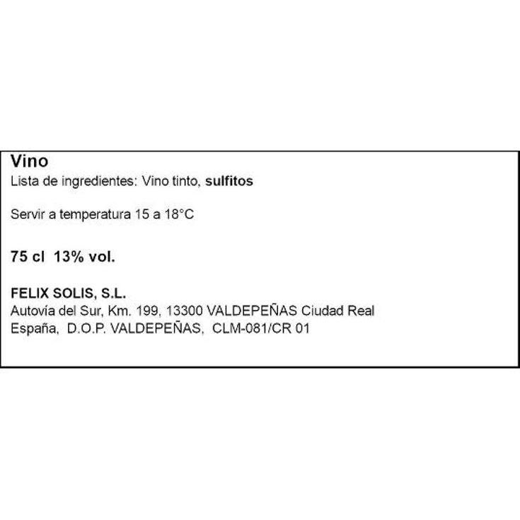VINO TINTO VALDEPEÑAS 13º SELEC VIÑA ALBALI BTLLA 75 CL